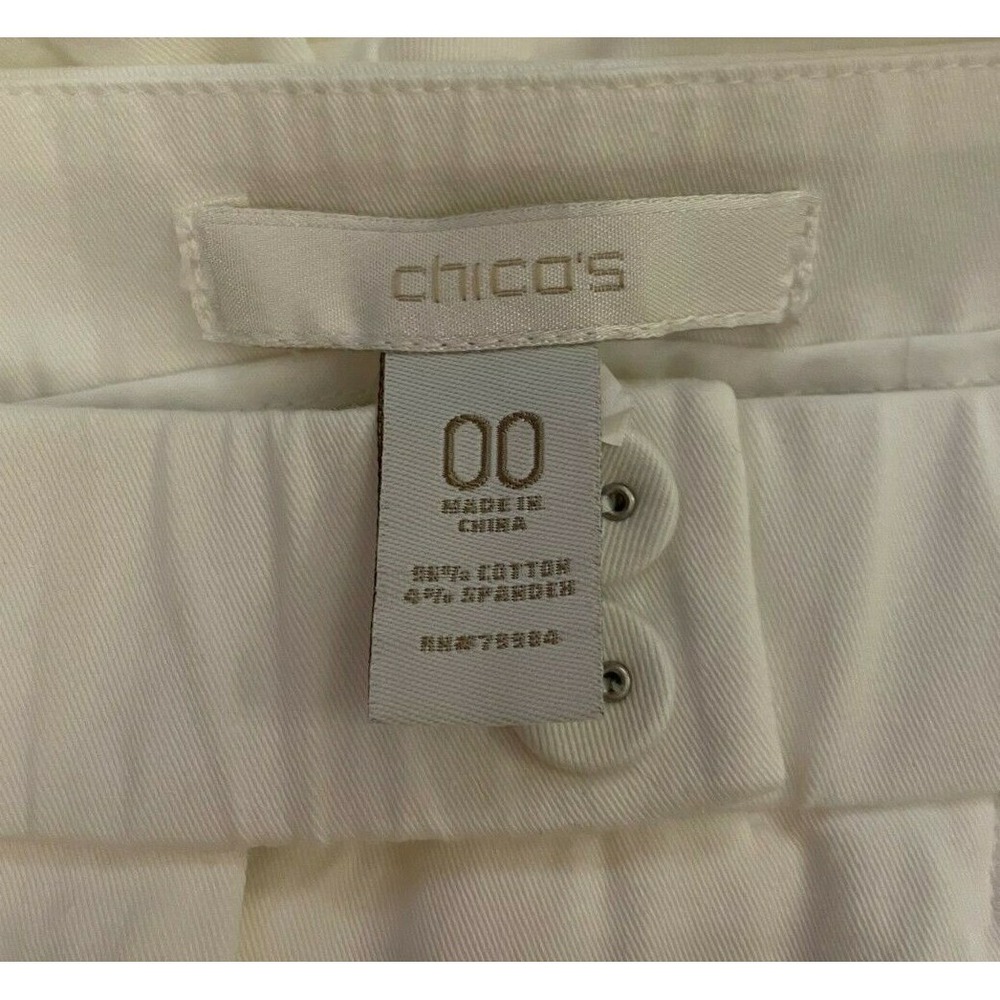 Chico's Womens Ankle Crop Pants Size 00 White Knit Cotton Elastic Waist Stretch - Picture 2 of 13